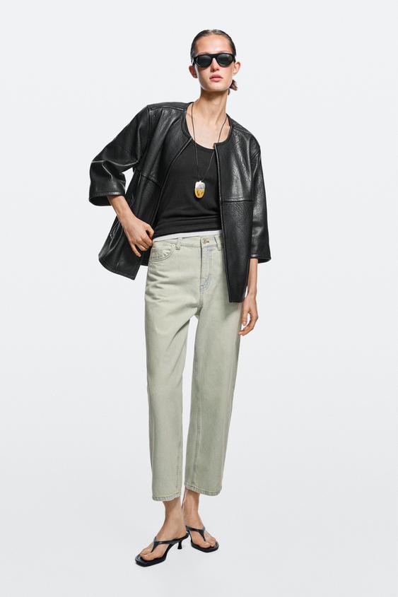 Jeans  wide leg cropped tiro medio - tundra de Zara - Imagen 0