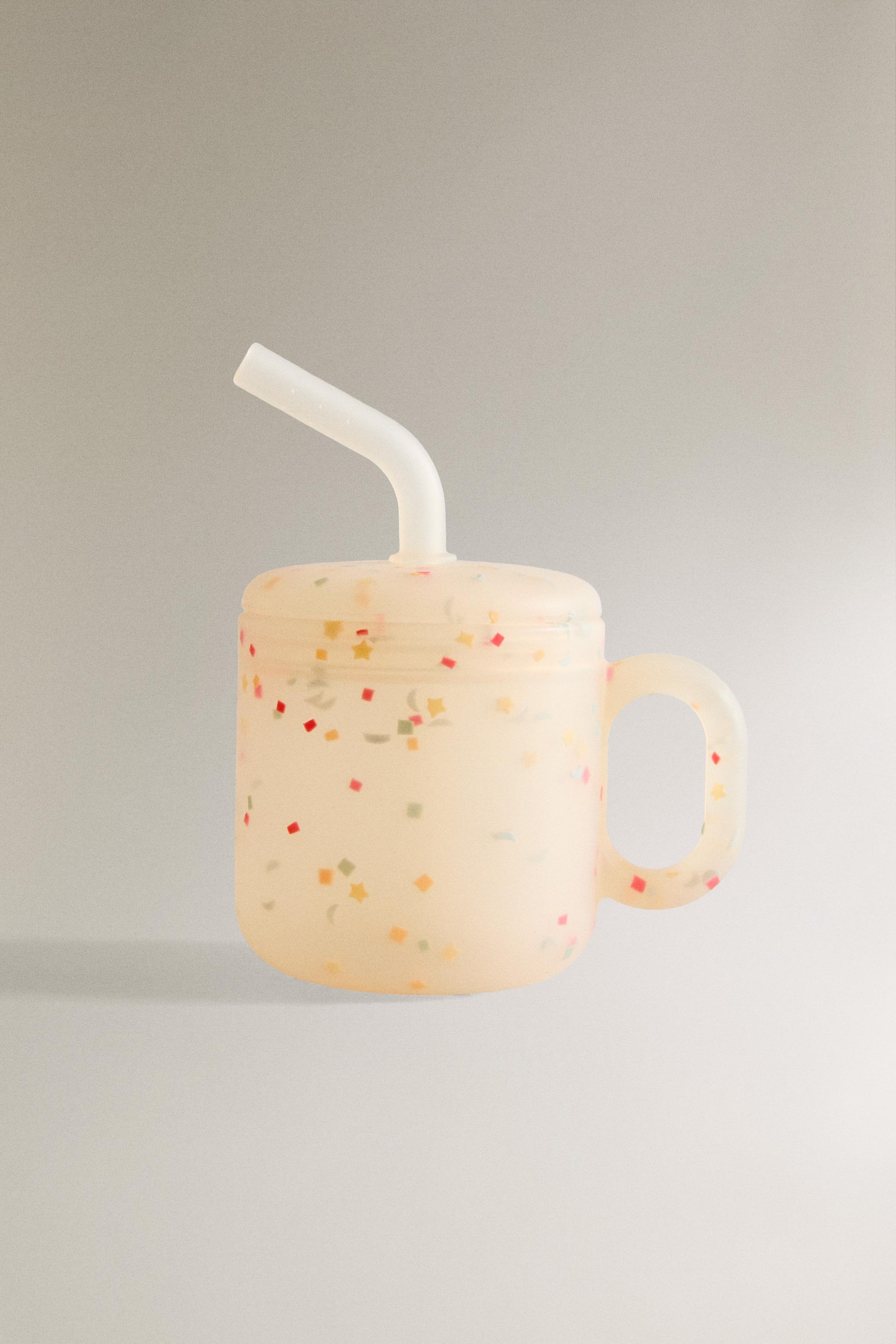 Zara KIDS’ SILICONE CONFETTI TUMBLER WITH STRAW