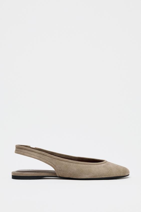 LEATHER SLINGBACK BALLET FLATS