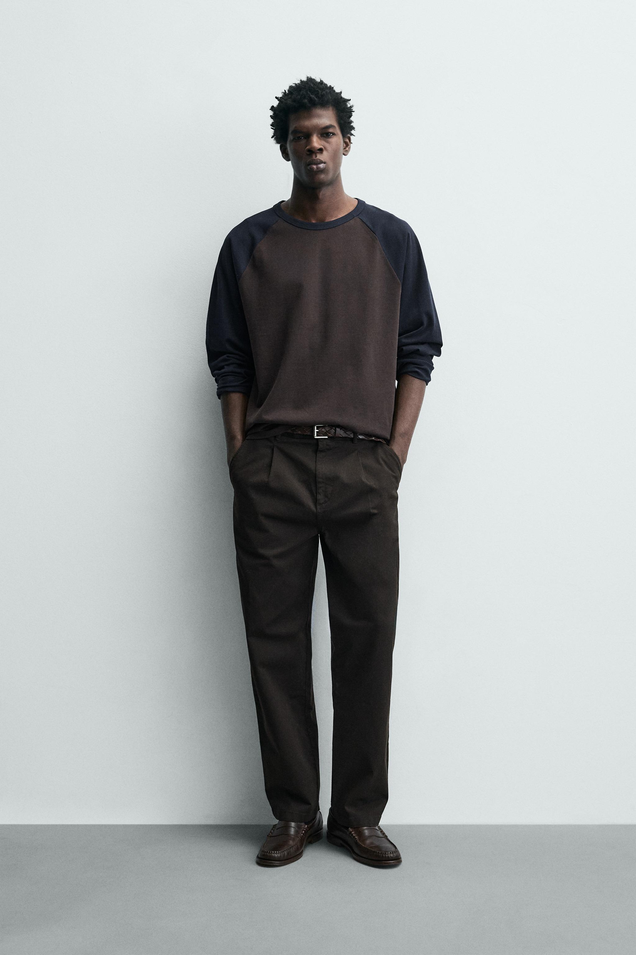 RELAXED FIT PLEATED PANTS - Brown | ZARA United States