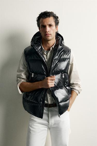 Zara WATER-REPELLENT 60/40 DOWN VEST - Black