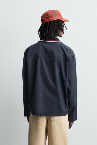CHEMISE COL BORD-CÔTE BRODÉ - Bleu marine de Zara - Image 2