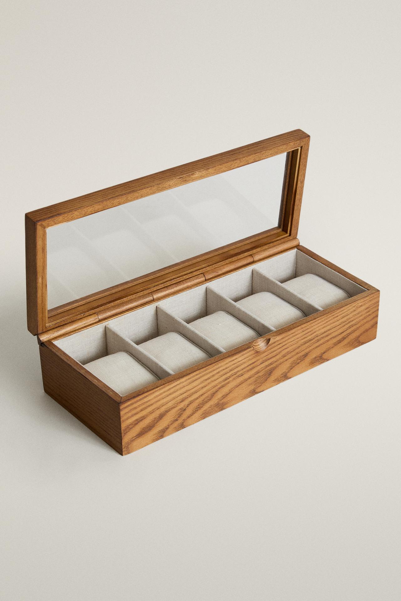 WOODEN JEWELRY AND WATCH BOX — Brown