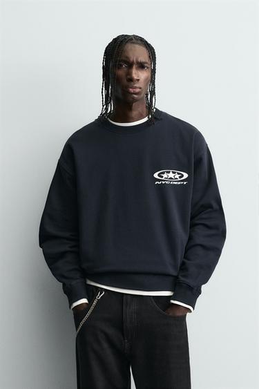 SWEAT À IMPRIMÉ COMBINÉ - Bleu de Zara - Image 1
