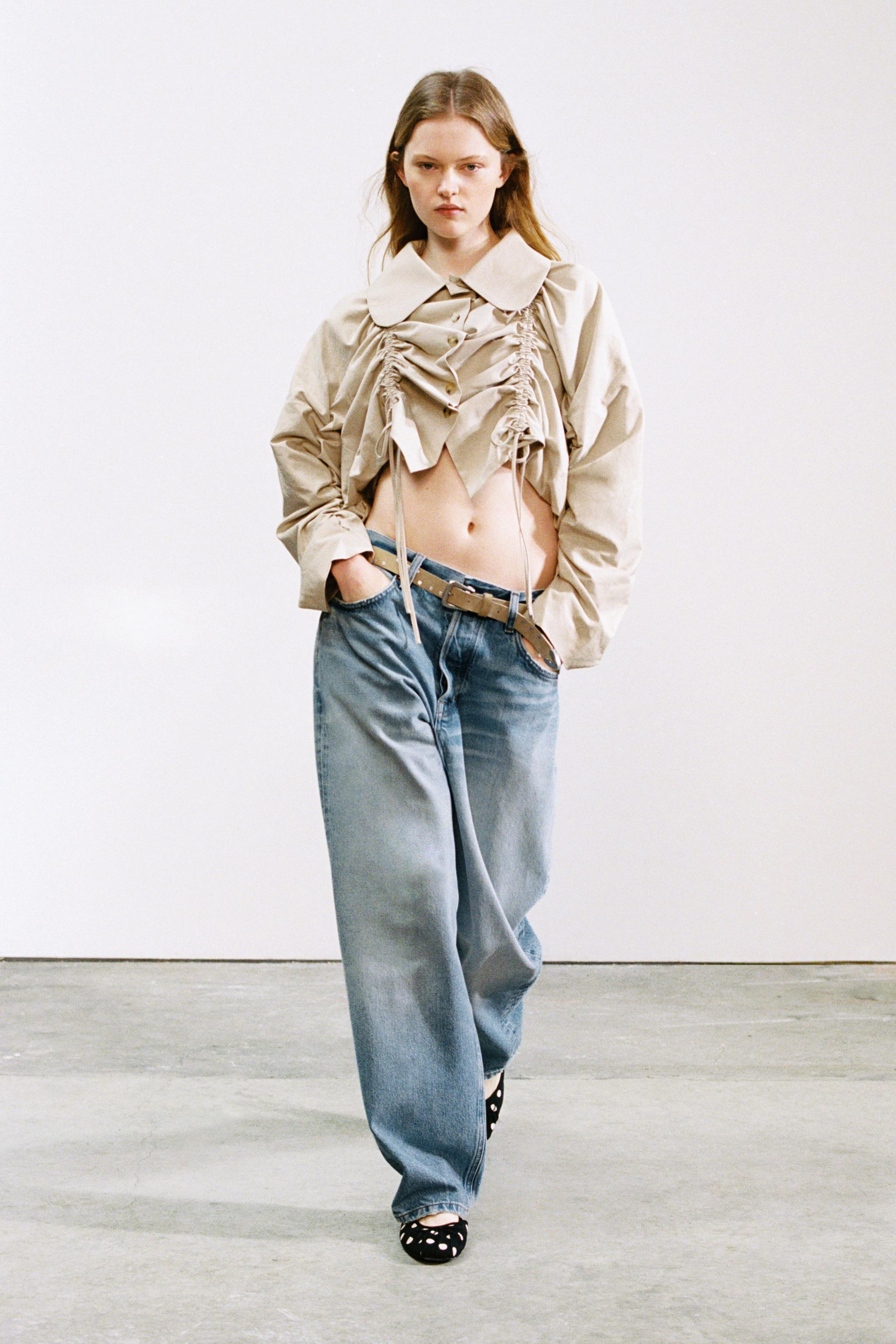 CROPPED TRENCH COAT WITH GATHERS