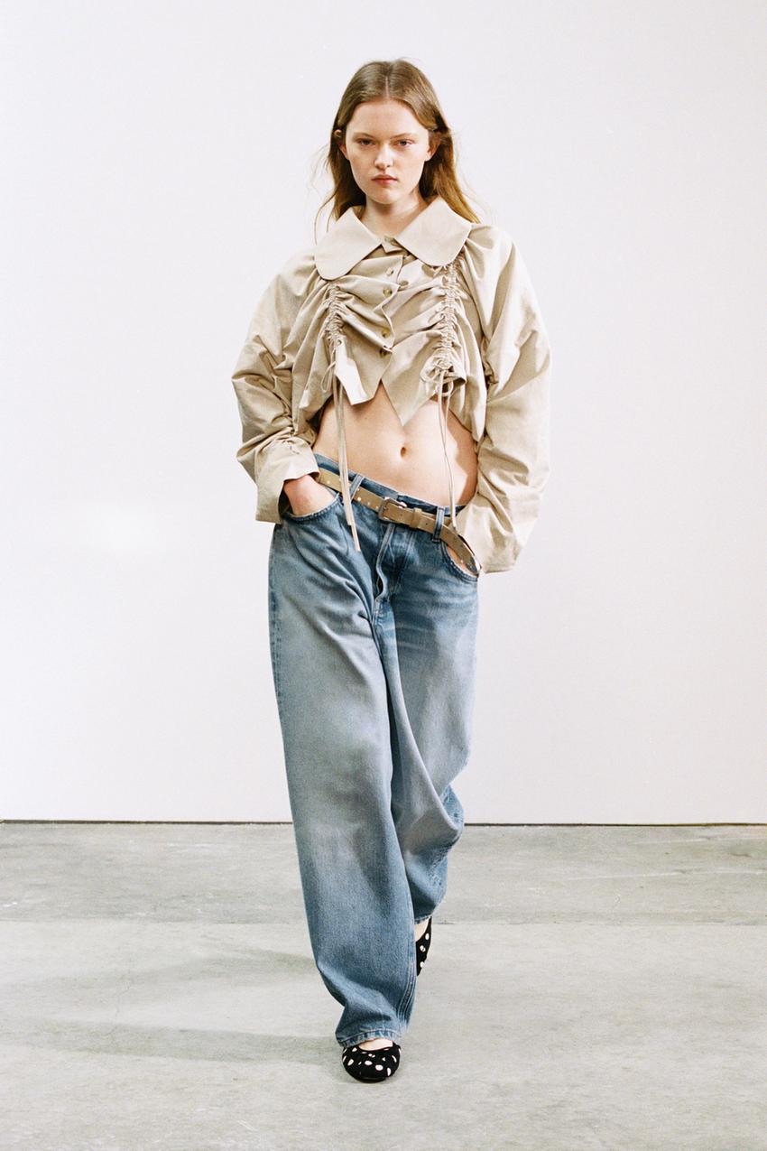 フリル付きクロップドトレンチコート - ベージュ | ZARA Japan / 日本