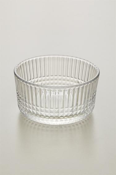 Zaras MINISKÅL I GLAS MED GEOMETRISK RELIEFDESIGN - Genomskinlig