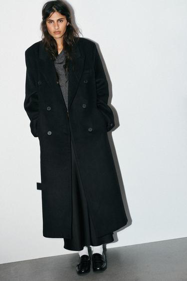 EXTRA LONG WOOL BLEND COAT - Black by Zara