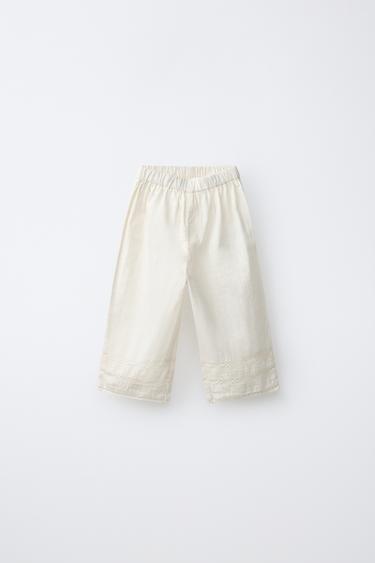 PANTALON À POCHES BRODÉES - Écru / Chiné de Zara - Image 0