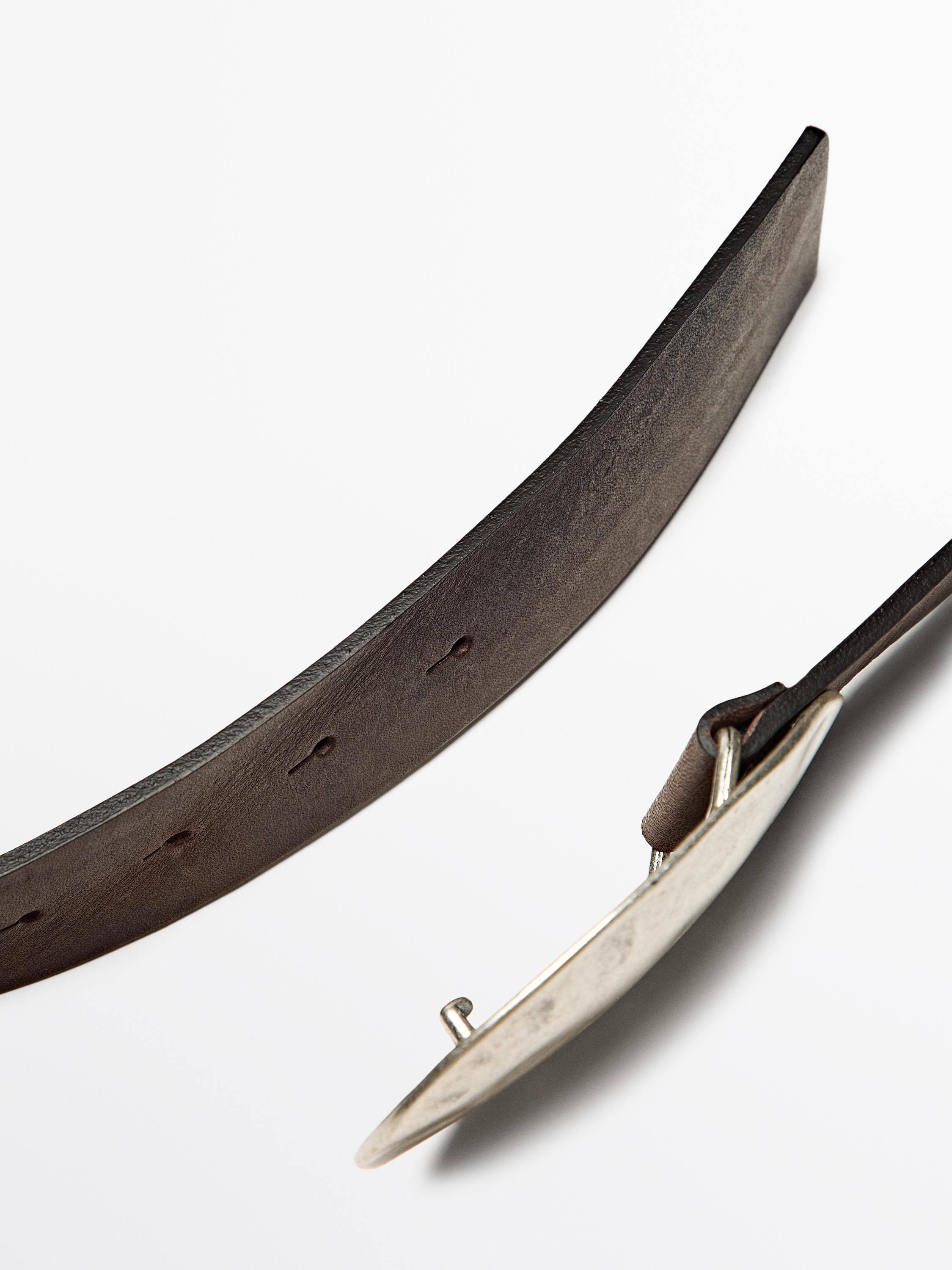 Ceinture en cuir nappa avec boucle métallique