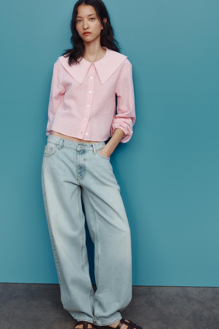 Peter Pan Collar Camiseta Cuadros Zara Camisa Niña Volantitos