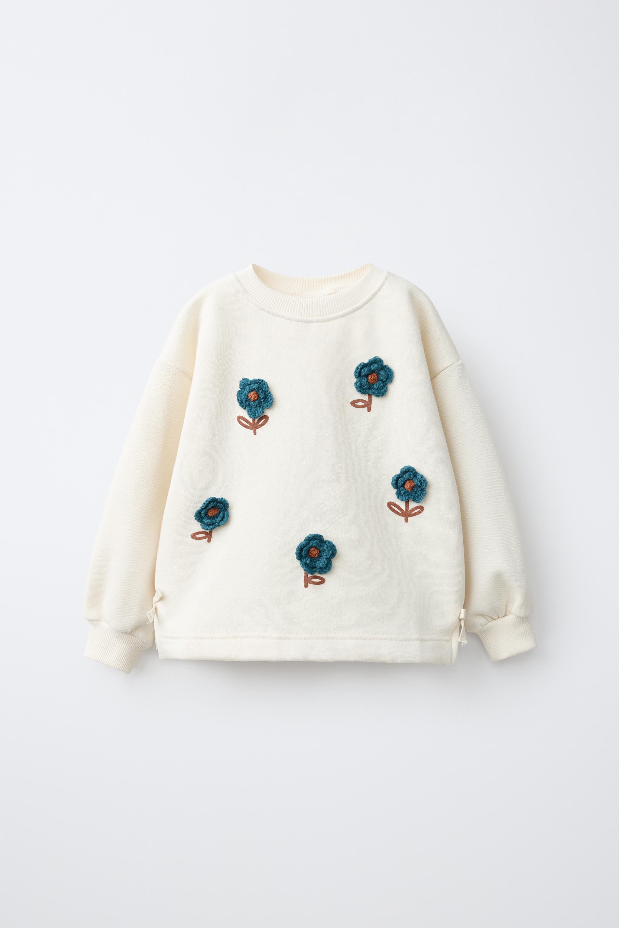 KNIT FLORAL SWEATSHIRT - Ecru | ZARA Singapore