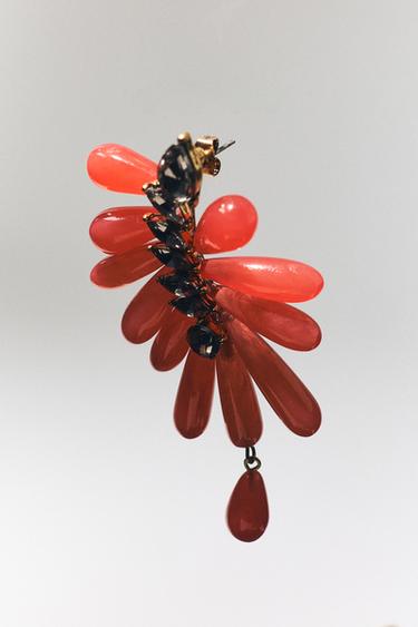 Zara RESIN JEWEL EARRINGS - Red / Coral