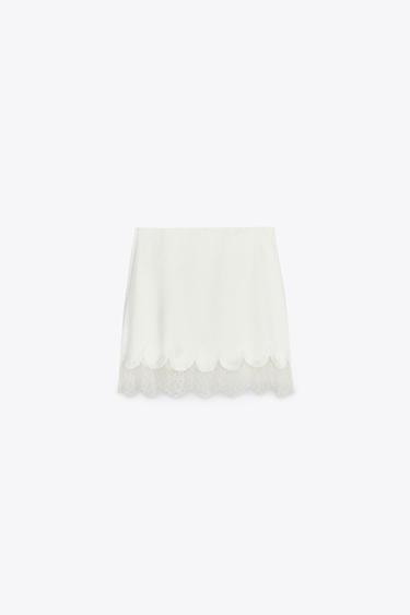 TOP SATINÉ BUSTIER DENTELLE - Blanc cassé de Zara - Image 7