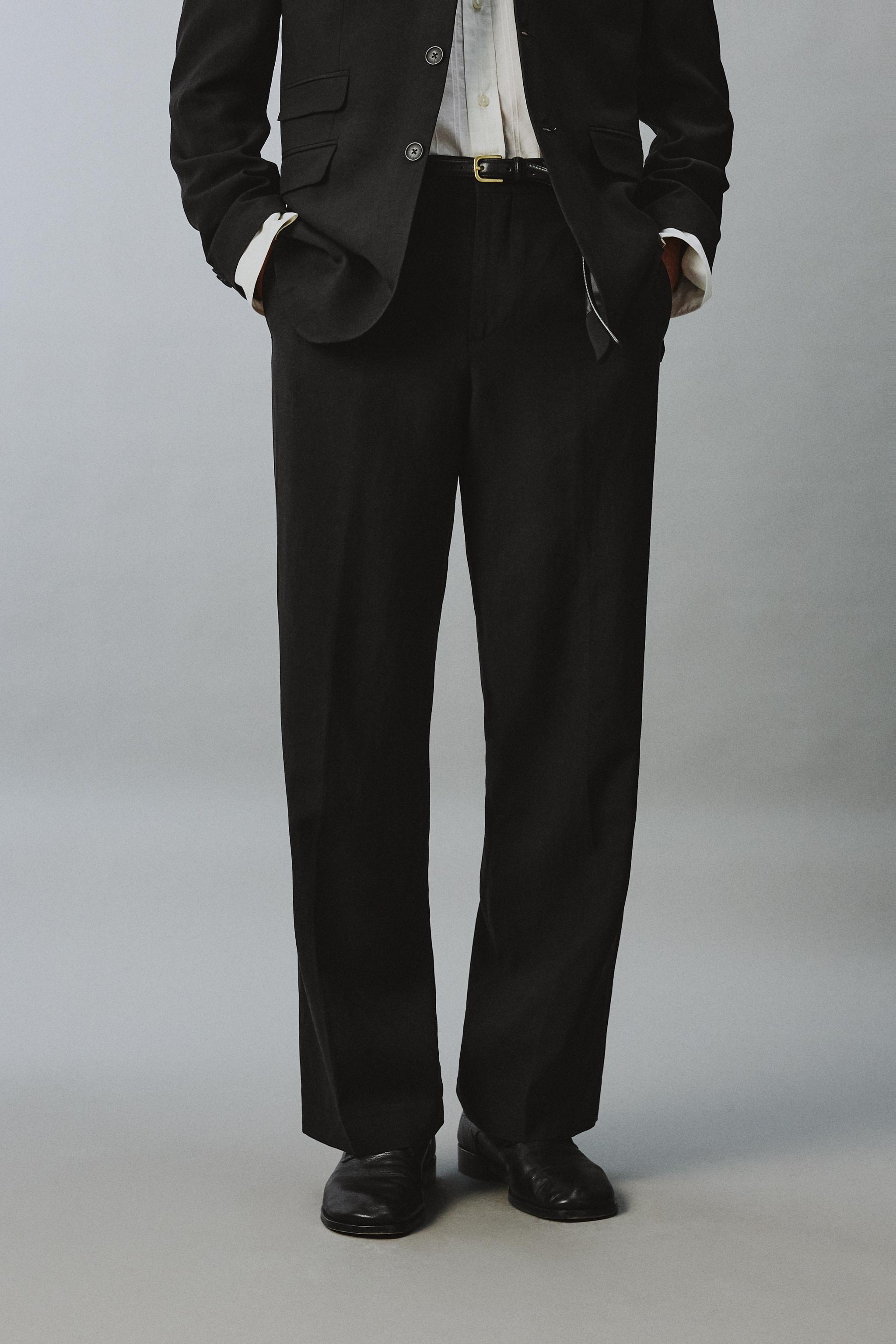 RELAXED FIT VISCOSE-LINEN SUIT PANTS