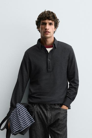 Zara SOFT COTTON POLO SHIRT - Dark navy