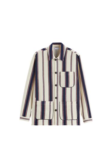 STRIPED TEXTURED OVERSHIRT