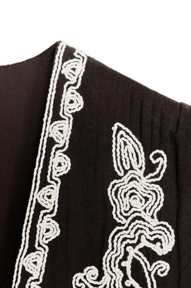 EMBROIDERED OPEN WAISTCOAT - Brown by Zara