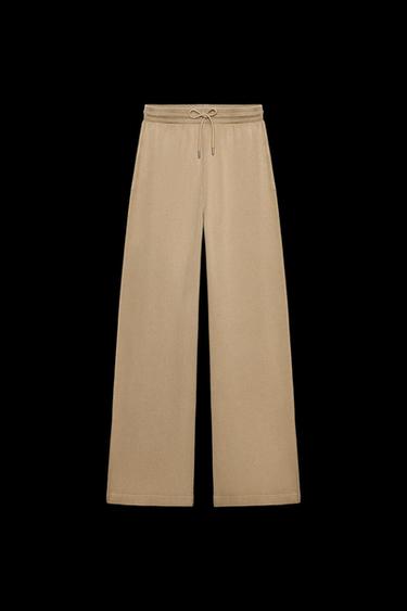Zara WASHED EFFECT WIDE LEG PANTS - Sand - Image 0