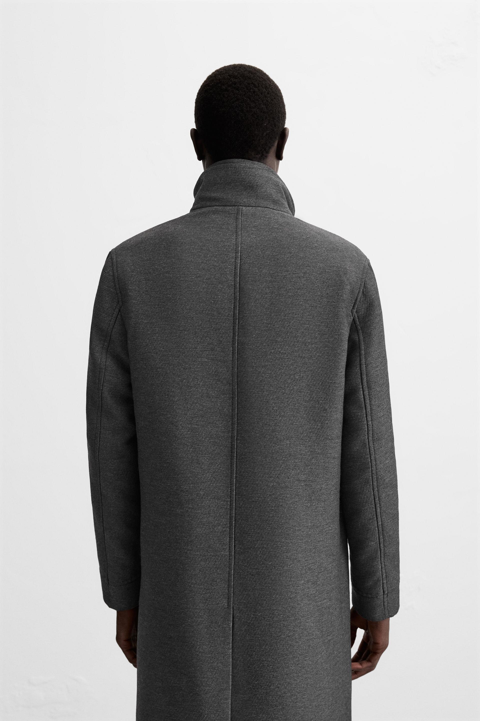 REMOVABLE COLLAR COAT Anthracite Gray ZARA Canada