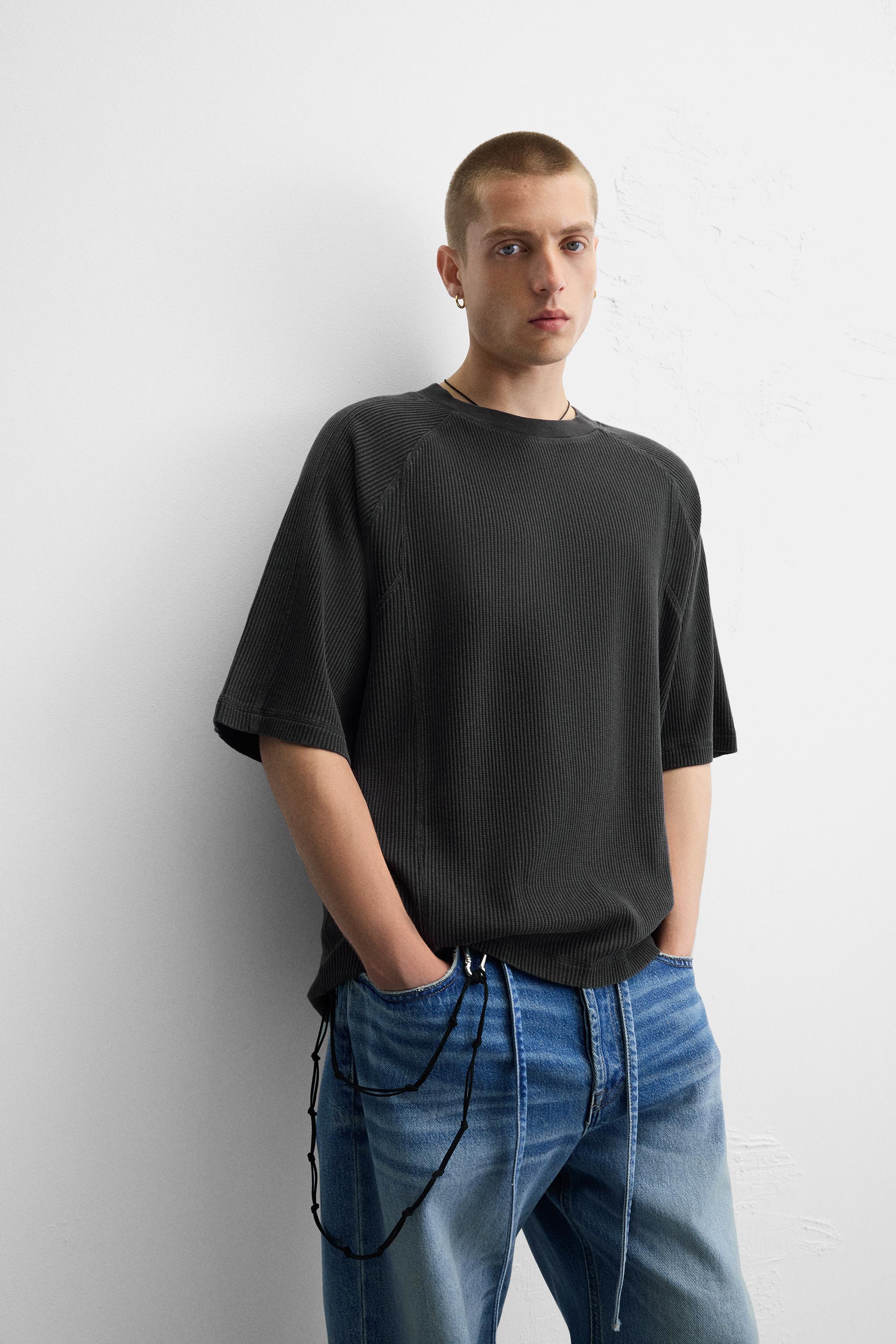 TEXTURED WASHED T-SHIRT - Anthracite grey | ZARA United Kingdom