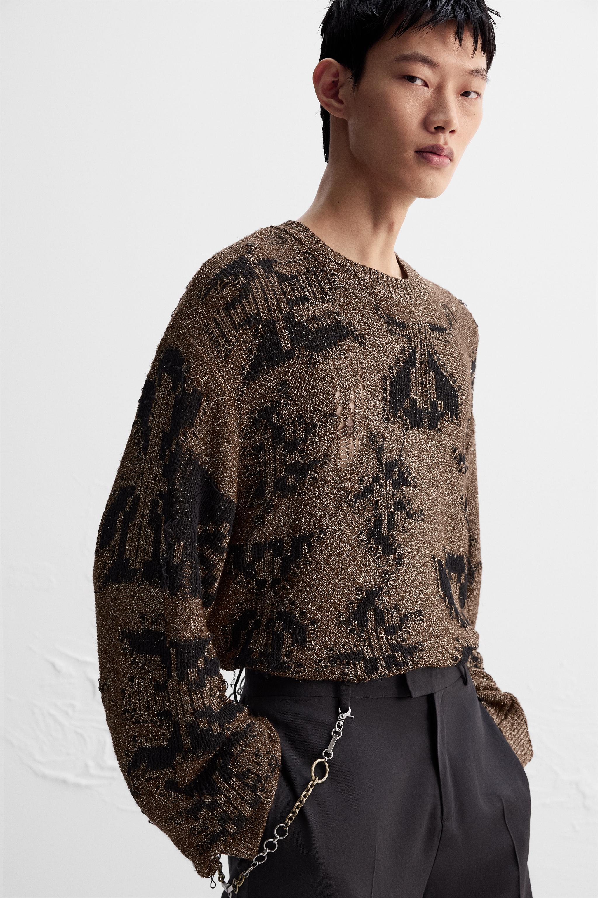 SHINY OPEN KNIT SWEATER LIMITED EDITION - Golden | ZARA