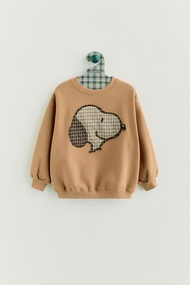 Zara SNOOPY PEANUTS™ PATCH SWEATSHIRT - taupe brown