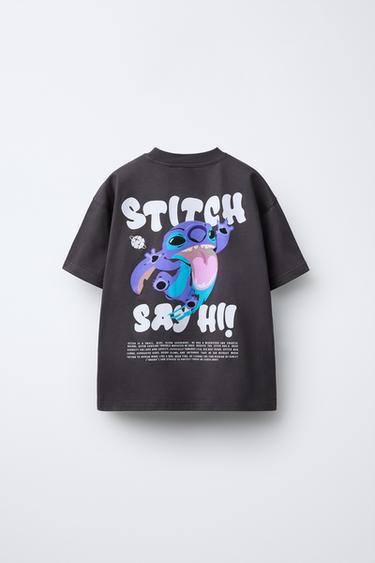LILO & STITCH © DISNEY FLOCKED PRINT T-SHIRT - Dark anthracite by Zara - Image 1