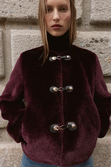 DOUBLE-FACED JACKET WITH TOGGLES - Burgundy by Zara - Image 5