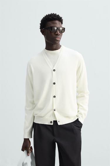 COTTON - WOOL CARDIGAN - Ecru by Zara