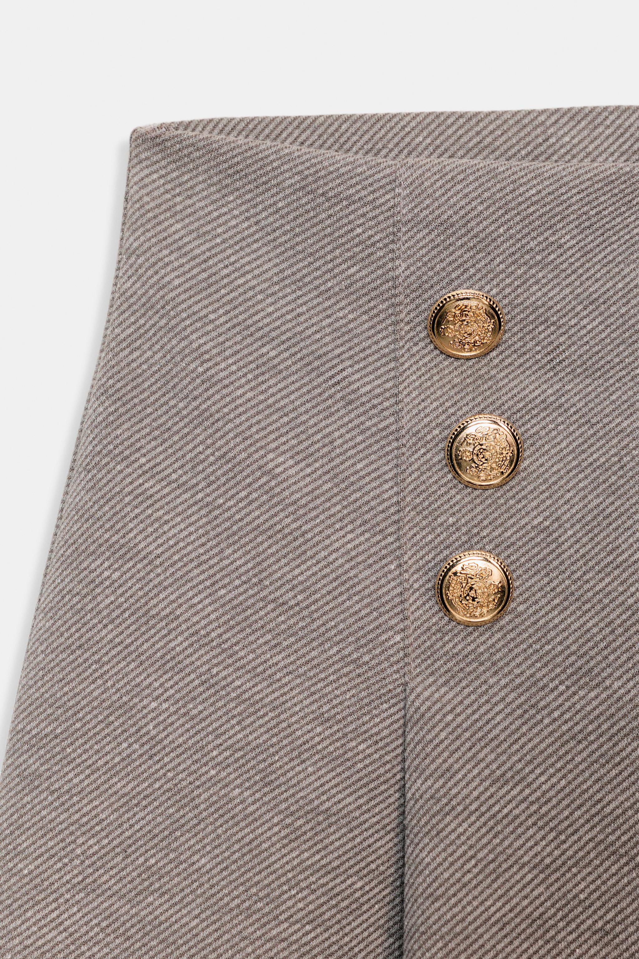 BUTTONED TWILL PANTS