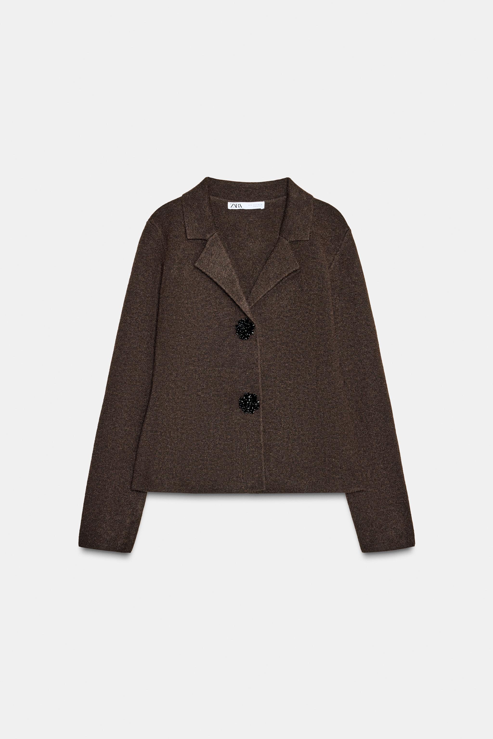 JEWEL BUTTON KNIT BLAZER