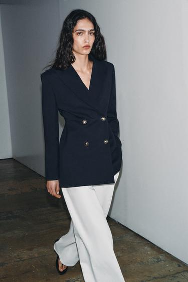 VESTE AJUSTÉE BOUTONS ZW COLLECTION - Bleu marine foncé de Zara - Image 3
