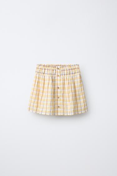 CHECK PRINT SKIRT - Yellow by Zara