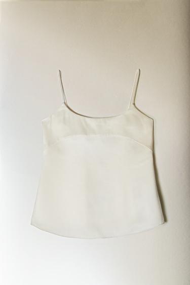 TOP SOIE BEIGE - Écru de Zara - Image 5