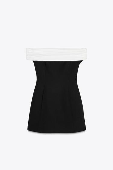 CONTRAST STRAPLESS DRESS - Black by Zara - Image 2