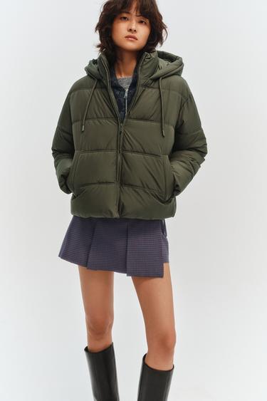 SHORT WATER-REPELLENT AND WINDPROOF HOODED ANORAK - Khaki by Zara