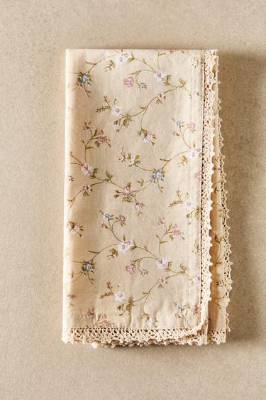 PACK OF FLORAL COTTON NAPKIN (PACK OF 2) - Butter by Zara