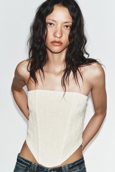 TOP CORSETERO TEXTURA - Crudo de Zara