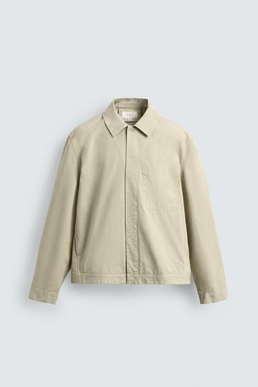 REGULAR FIT POPLIN OVERSHIRT - Light green by Zara