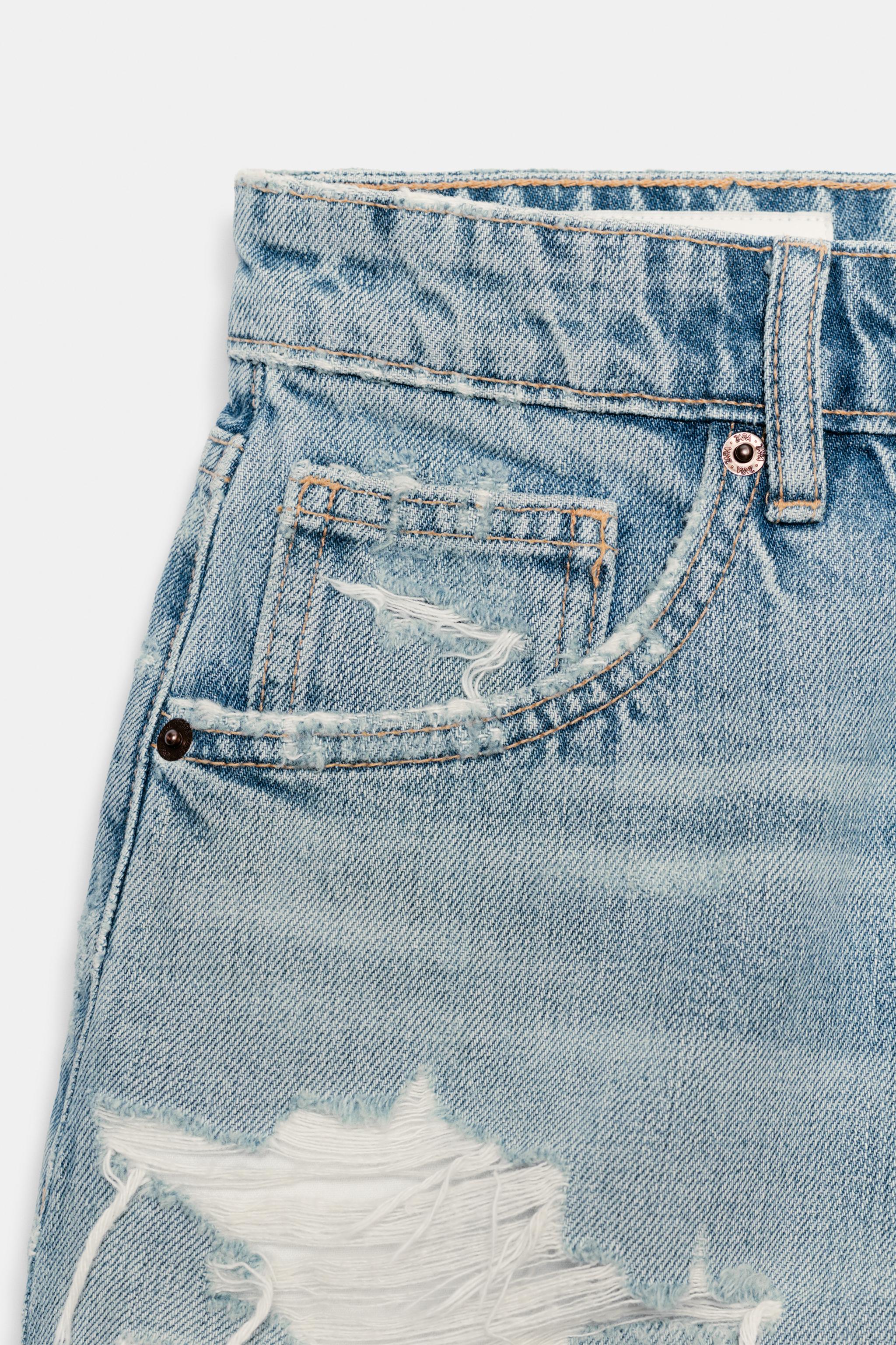 Zara YÜKSEK BEL DISTRESSED DENIM ŞORT görsel 7