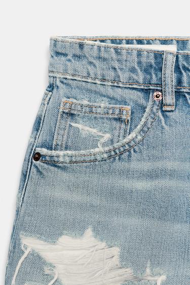 SHORT EN DENIM TRF TAILLE HAUTE DÉCHIRURES - Bleu de Zara - Image 6