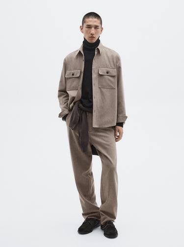 Zara Wool blend overshirt with pockets - LIMITED - Mink - Image 0