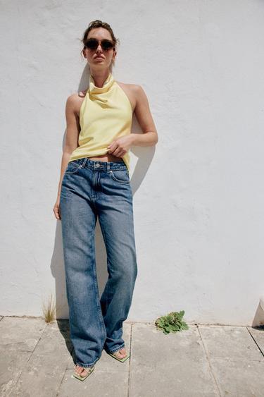 TOP HALTER SATINADO - Amarillo claro de Zara - Imagen 0