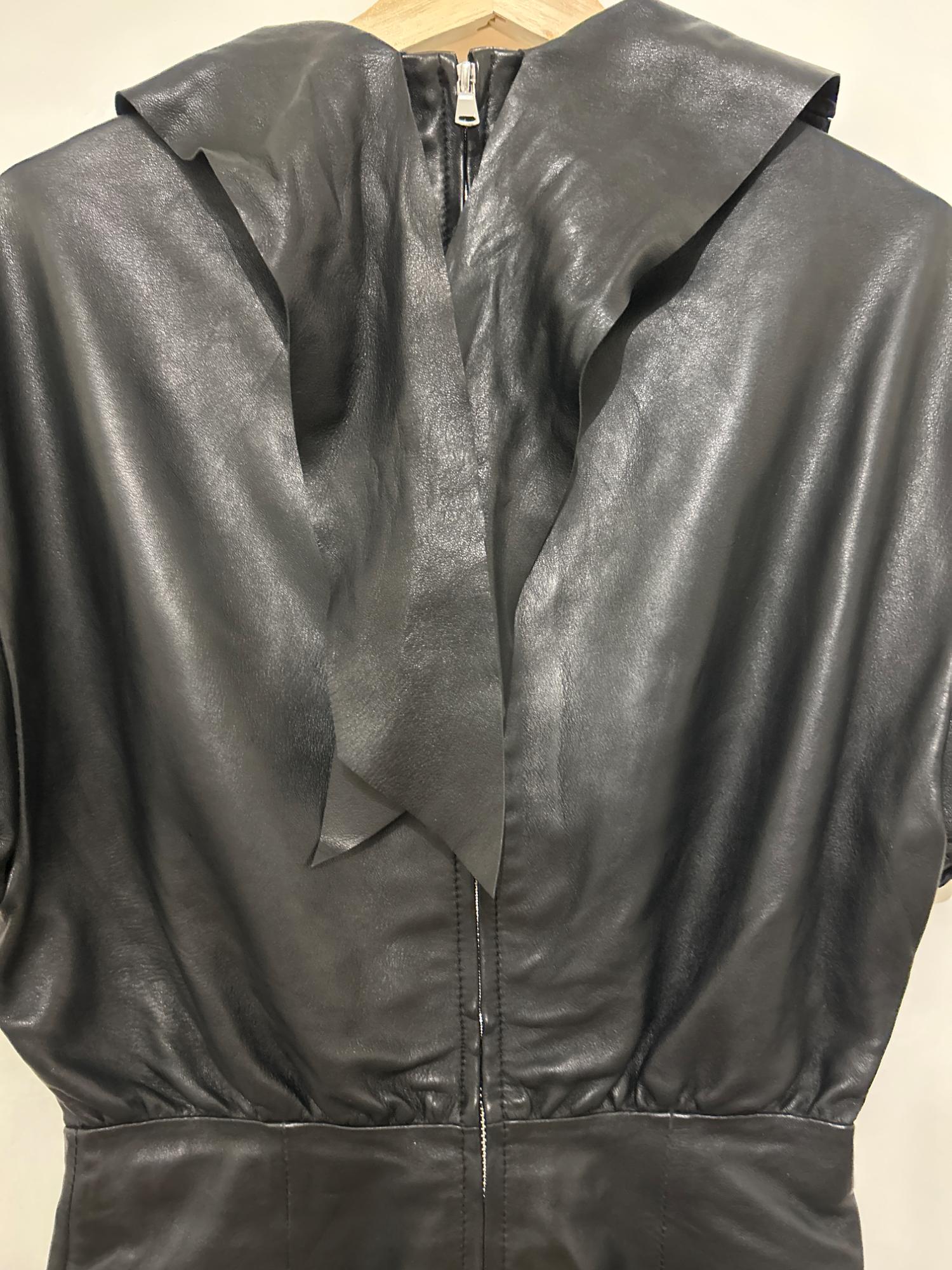 LEATHER DRESS WITH SCARF DETAIL