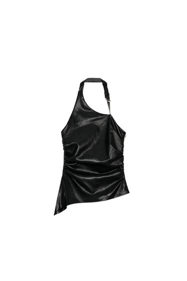 Zara BUCKLE HALTER TOP - Black