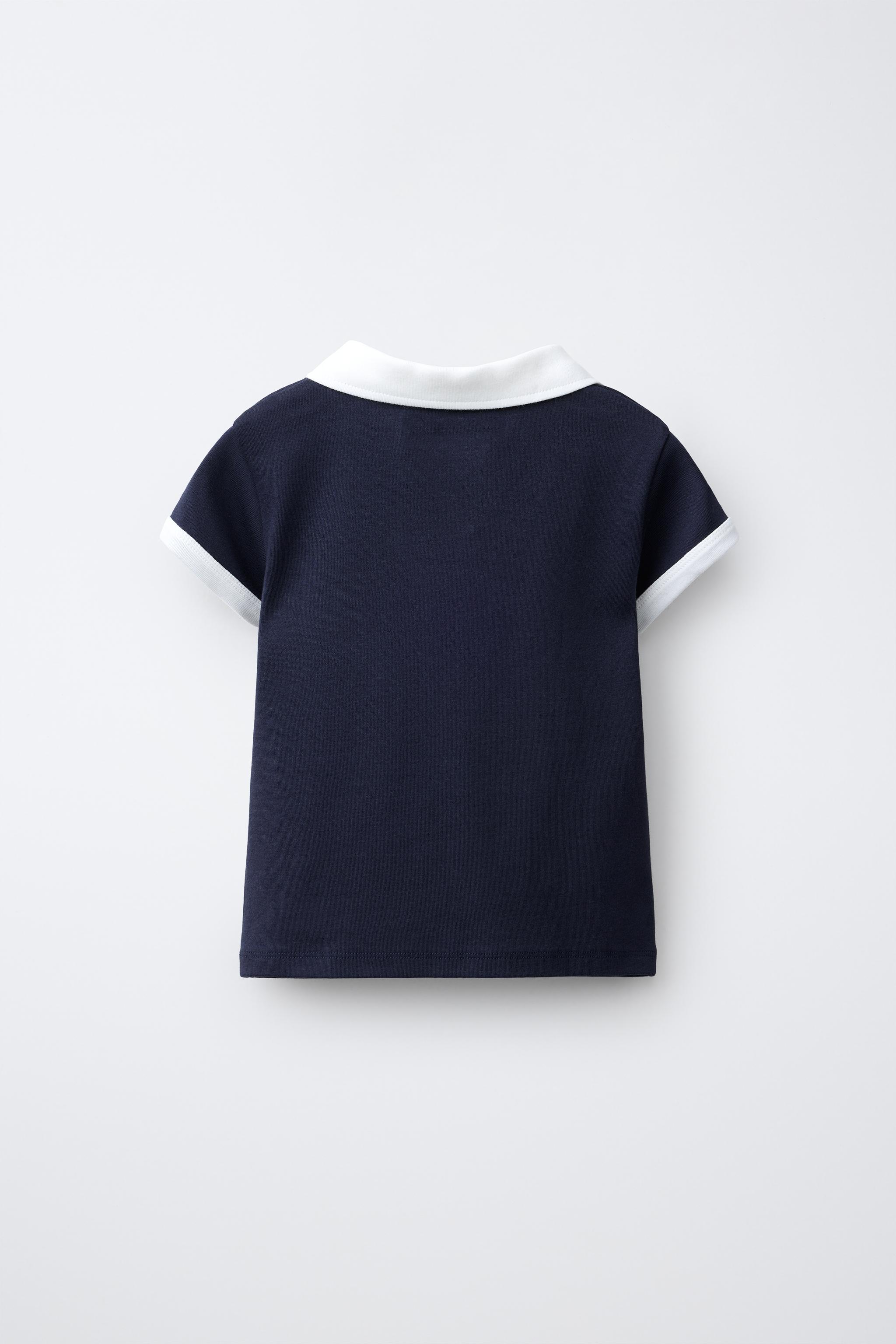Детские рубашки Zara CONTRAST SPORTY POLO SHIRT — фото 3