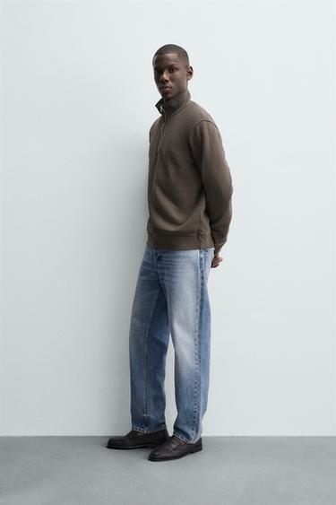 WASHED QUARTER-ZIP SWEATSHIRT - Anthracite grey by Zara - Image 3