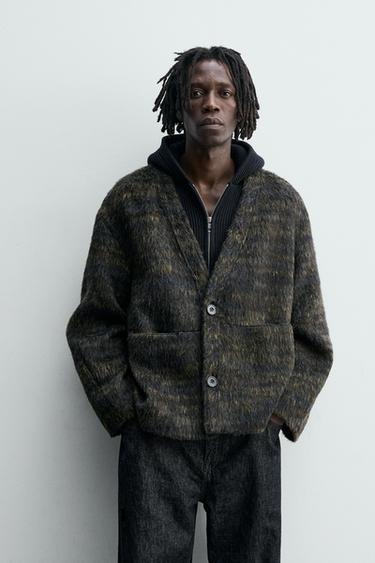 FAUX FUR CARDIGAN - Navy marl by Zara