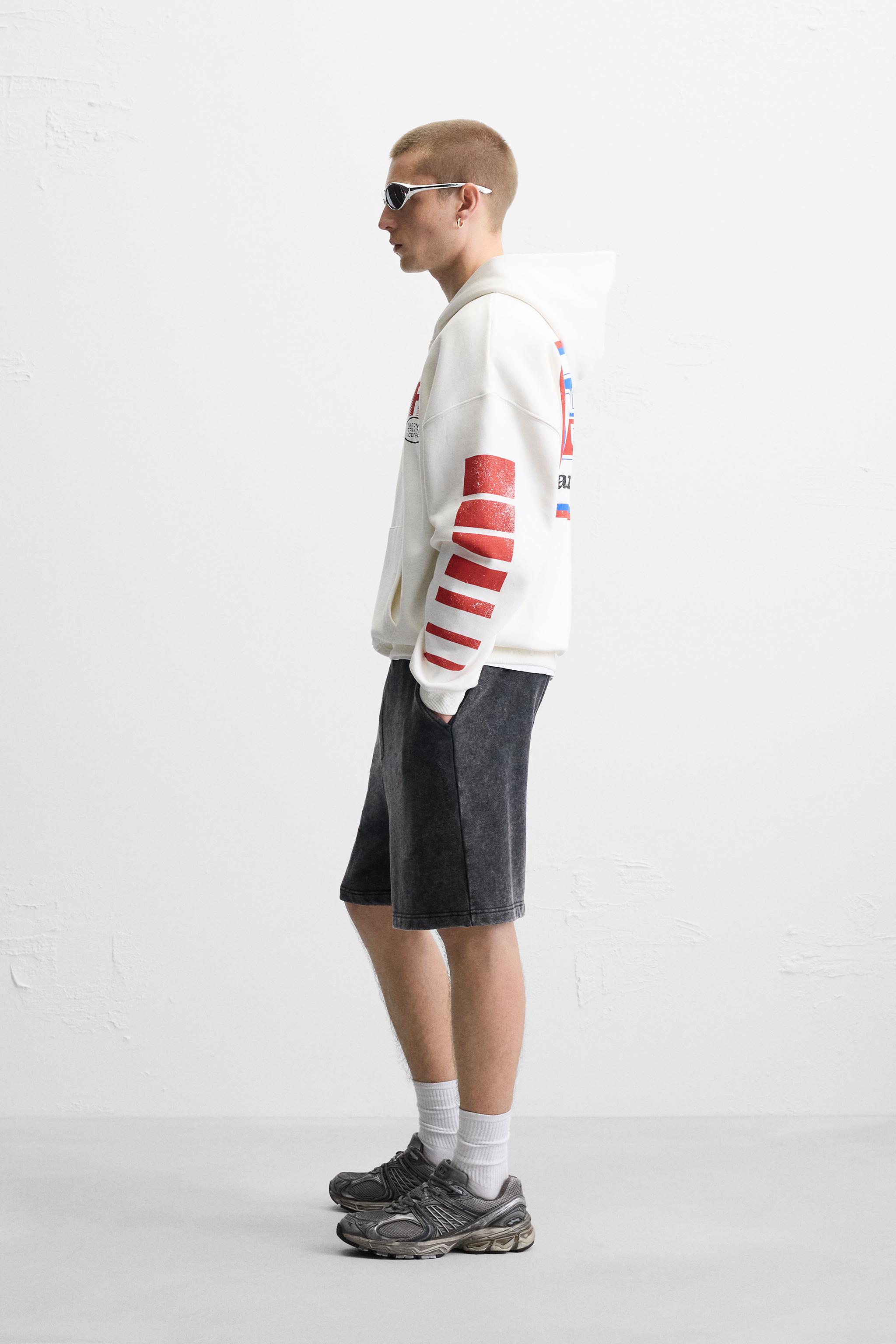 【ZARA】レーシングプリントフーディ オフホワイト 1165/405/251 RACING PRINT HOODIE - Oyster-white | ZARA United States